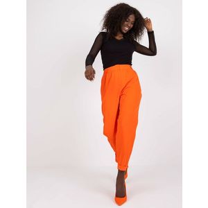 Oranžové látkové kalhoty s rovnými nohavicemi RUE PARIS obraz