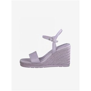 Světle fialové kožené sandály na klínku Tamaris obraz