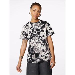 Krémovo-černé dámské vzorované tričko Converse - Dámské obraz