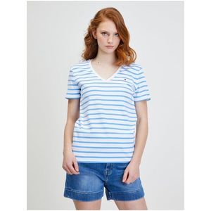 Modro-bílé dámské pruhované tričko Tommy Hilfiger obraz