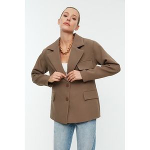 Trendyol Mink Oversize Lined Double Breasted Closure Woven Blazer Jacket obraz