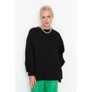 Trendyol Black Oversize/Wide fit with slits. Thick Fleece Inside Knitted Sweatshirt obraz