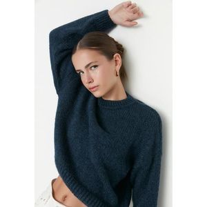 Trendyol Blue Wide Fit Měkký texturovaný základní pletený svetr obraz