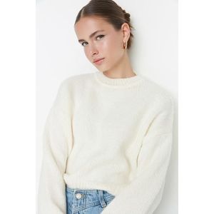 Trendyol Ecru Wide Fit měkký texturovaný základní pletený svetr obraz