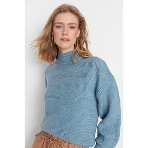 Trendyol modrý měkký texturovaný základní pletený svetr obraz