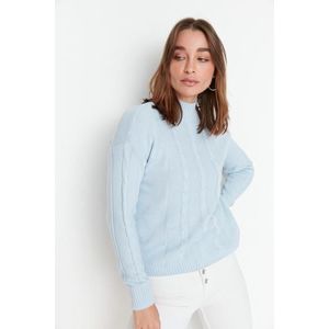 Světle modrý pletený svetr s detaily od značky Trendyol obraz