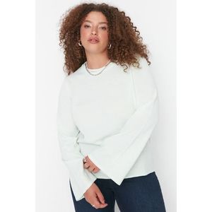 Trendyol Curve Light Mint španělský pletený svetr s rukávem obraz
