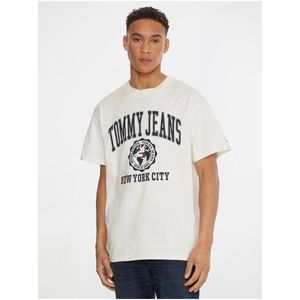 Krémové pánské tričko Tommy Jeans - Pánské obraz