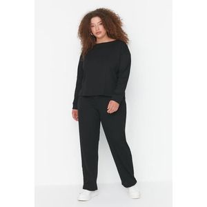 Trendyol Curve Black Crew Neck Knitted Pajama Set obraz
