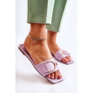 Dámské klasické kožené pantofle s zdobením fialový Shilla obraz