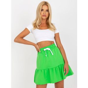 Světle zelená krátká mikinová sukně s detailem zavazování obraz