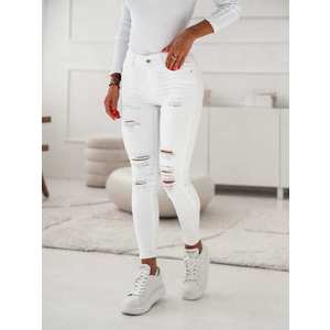 Roztrhané džínové džíny v bílé barvě obraz