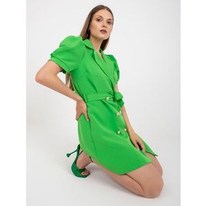 Světle zelené elegantní koktejlové šaty s krátkým rukávem obraz
