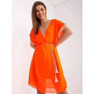 Fluo oranžové vzdušné letní šaty jedné velikosti obraz