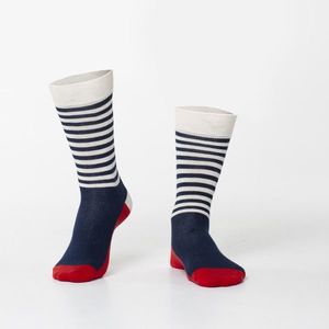 Modré pruhované ponožky obraz