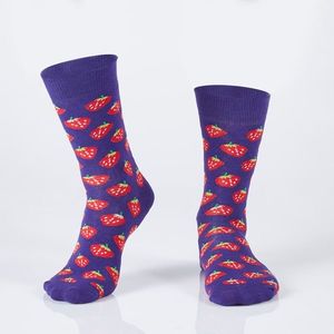 Fialové dámské ponožky s jahodami obraz