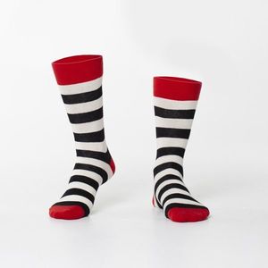 Krémově černé pruhované pánské ponožky obraz