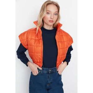 Trendyol oranžová širokopásmová oversize prošívaná vesta obraz