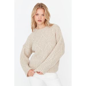 Trendyol Stone Měkký texturovaný široký pletený svetr obraz