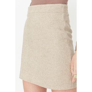 Trendyol Beige A-line Stitching Fabric Mini Length Woven Skirt obraz