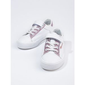 Children's sneakers Shelvt white with pink glitter obraz