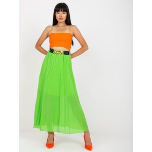 Světle zelená plisovaná sukně s maxi délkou obraz