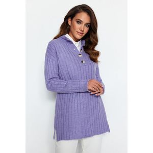 Trendyol Lilac Collar and Buttons, Corduroy Knitwear Sweater obraz