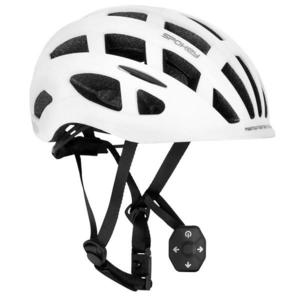 Spokey POINTER PRO Cyklistická prilba s LED blikačkou a blinkry, 55-58 cm, biela obraz