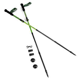 Spokey SKY RUN Trekingové palice karbónové s napínacím lankem, 4-dielne, šedo-zelené obraz