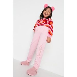 Trendyol dívčí růžové potištěné pletené tepláky obraz