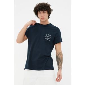 Trendyol Námořnická modrá Běžný / Normální Střih Logo Tištěné 100% bavlna Krátký rukáv Tričko obraz
