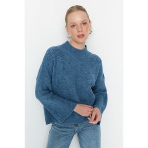 Trendyol Indigo Soft Textured Basic Knitwear Sweater obraz