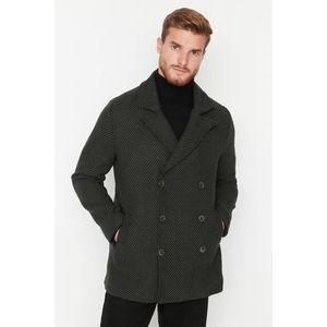 Trendyol Khaki Regular Fit dvouřadý uzavřený texturovaný kabát obraz