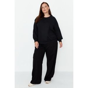 Trendyol Curve Black Wide-Cut Thin, Knitted Sweatpants obraz