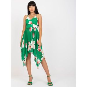 Zelené zavinovací šaty s květinovými ramínky obraz