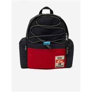Červeno-černý pánský batoh s umělým kožíškem Diesel - Pánské obraz