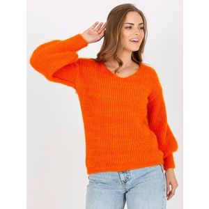 Oranžový nadýchaný klasický svetr s mohérem OCH BELLA obraz