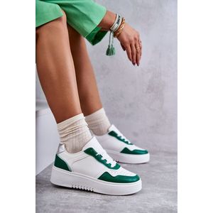 Dámské nízké sportovní boty na platformě bílé a zelené Kyllie obraz