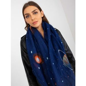 Tmavě modrý šátek s potisky obraz