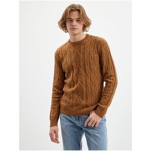 Hnědý pánský svetr s příměsí vlny Tom Tailor obraz