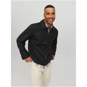 Černá pánská košilová bunda s příměsí vlny Jack & Jones Johnson - Pánské obraz