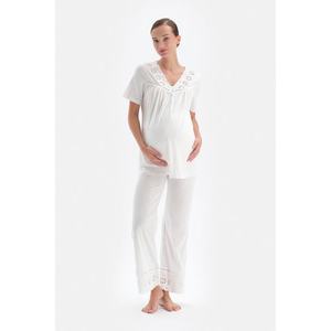 Dagi bílé modální těhotenské pyžamové kalhoty obraz