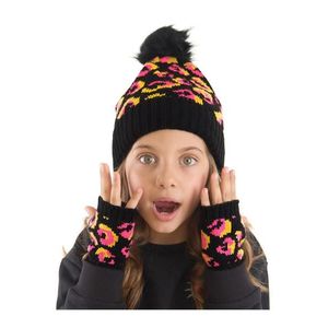 Sada růžové čepice a rukavic s leopardím vzorem pro dívky obraz
