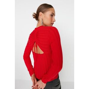 Trendyol Red Back Detailní pletený svetr obraz