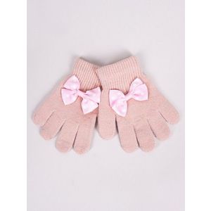 Yoclub Kids's Girls' Five-Finger Gloves With Bow RED-0070G-AA50-007 obraz