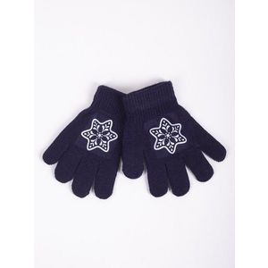 Yoclub Kids's Girls' Five-Finger Gloves With Reflector RED-0237G-AA50-008 Navy Blue obraz
