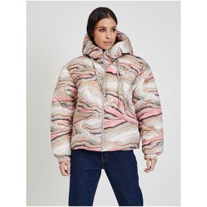 Růžovo-béžová dámská vzorovaná zimní prošívaná bunda Tom Tailor - Dámské obraz