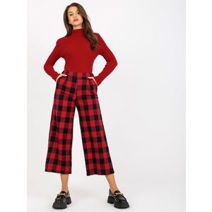 Černočervené široké kostkované culotte kalhoty obraz