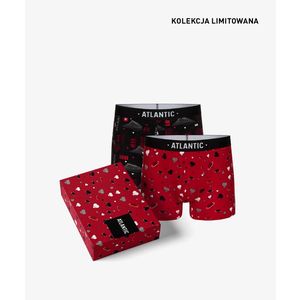 Pánské boxerky Love ATLANTIC 2Pack + dárková krabička - černá, červená obraz