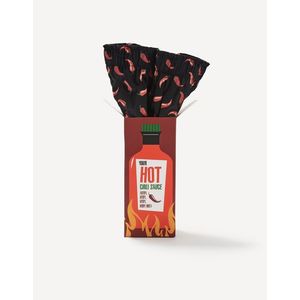 Černé pánské vzorované trenýrky v dárkovém balení Celio Hot chilli sauce obraz